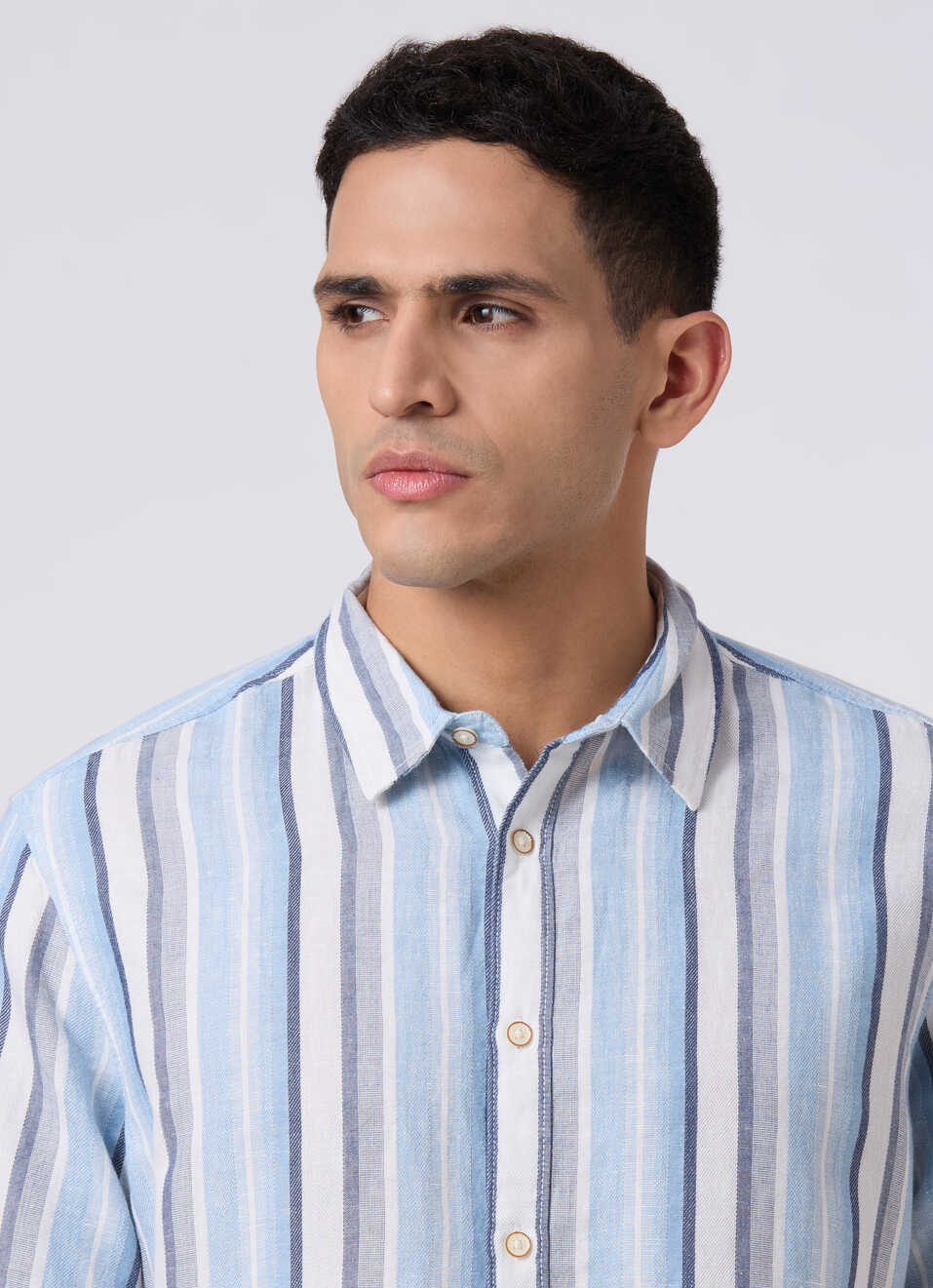 Men Blue Striped Regular Fit Short Sleeve Shirt, , large image number 4