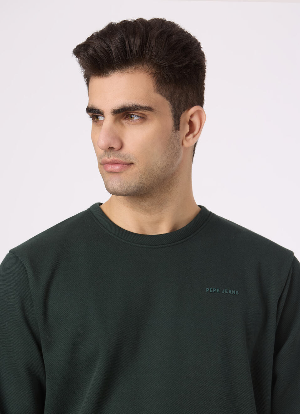Men Green Solid Crew Neck Sweatshirt, , large image number 4