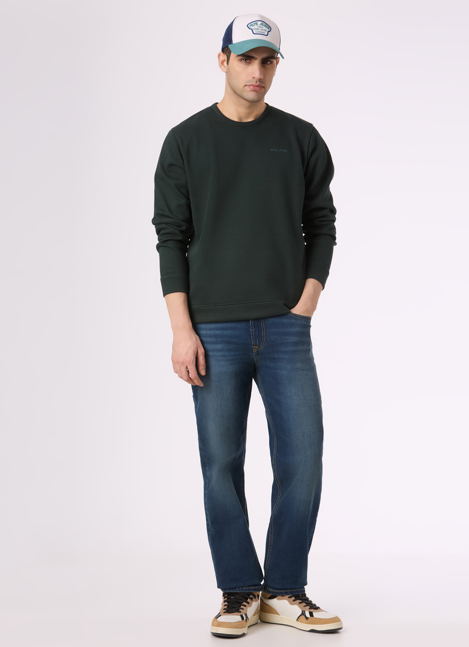 Men Green Solid Crew Neck Sweatshirt, , large image number 5