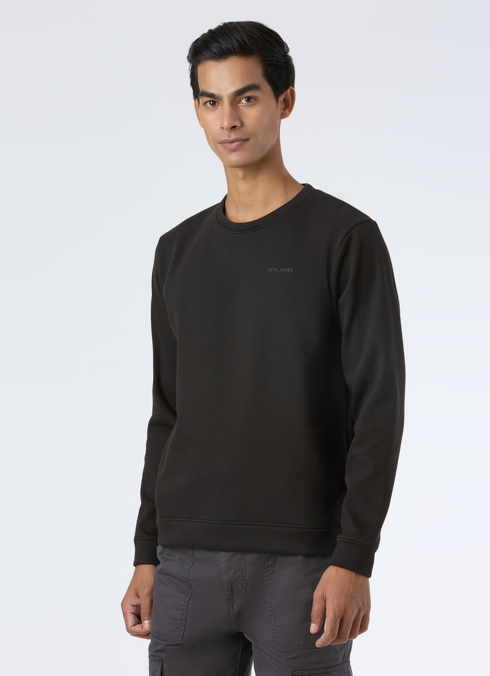 Men Black Solid Crew Neck Sweatshirt, , large image number 3