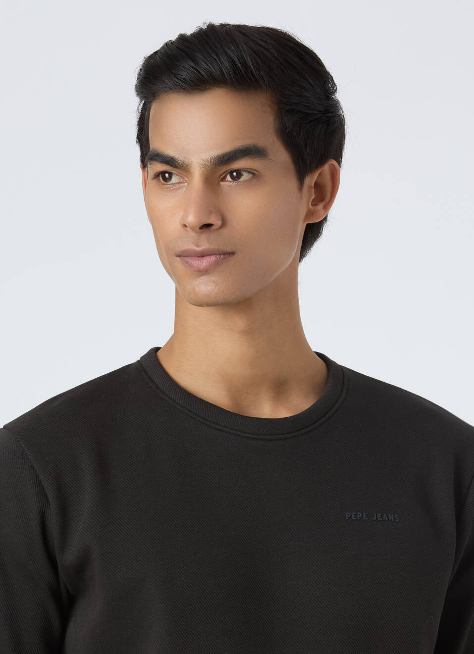 Men Black Solid Crew Neck Sweatshirt, , large image number 4