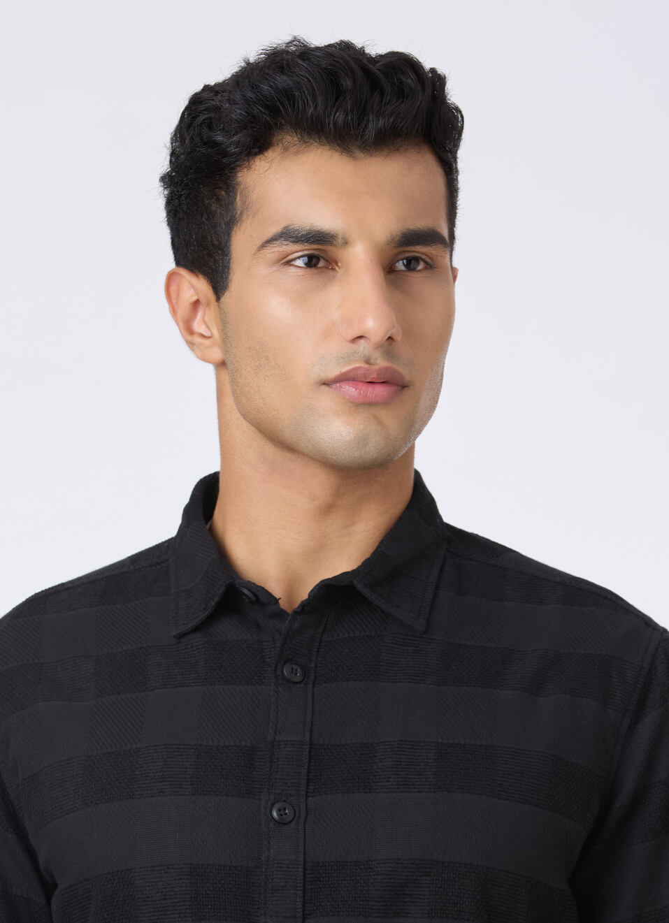 Men Black Stripe Full Sleeve Shirt, , large image number 4