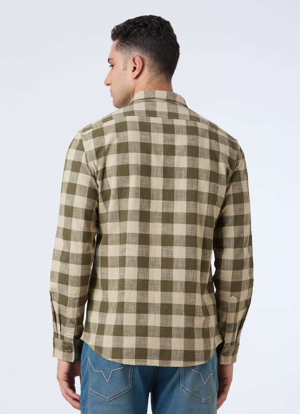 Men Olive Check Full Sleeve Shirt, , large image number 2
