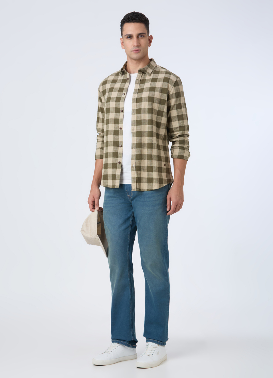 Men Olive Check Full Sleeve Shirt, , large image number 5