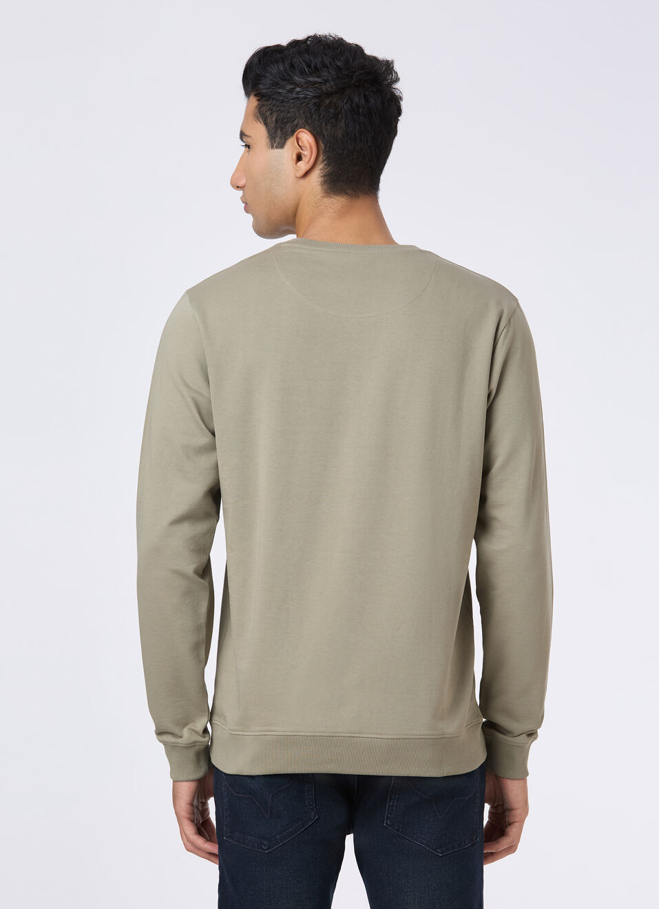 Men Green Crew Neck Sweatshirt With Logo Emboss, , large image number 2