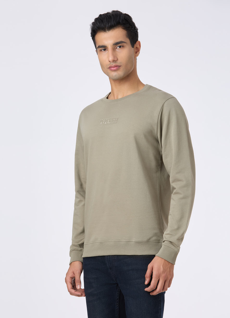 Men Green Crew Neck Sweatshirt With Logo Emboss, , large image number 3