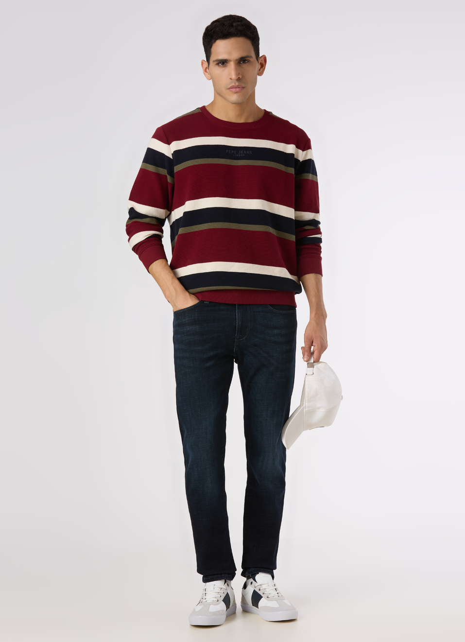 Men Red Multi Striped Crew Neck Sweatshirt, , large image number 5