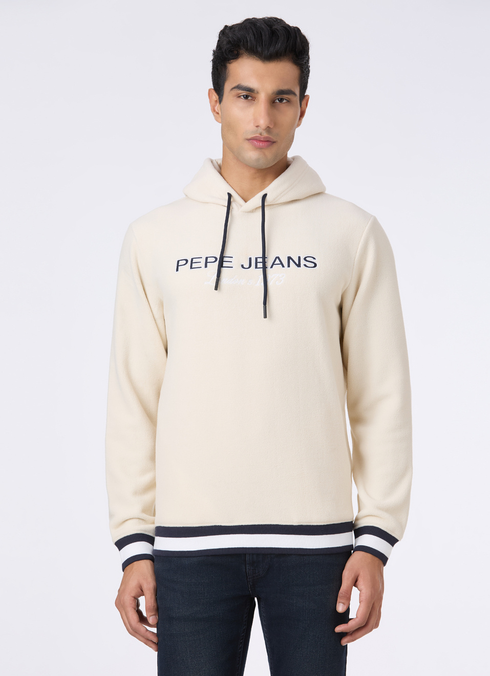 Men White Full Sleeve Hoodie Sweatshirt, , large image number 1