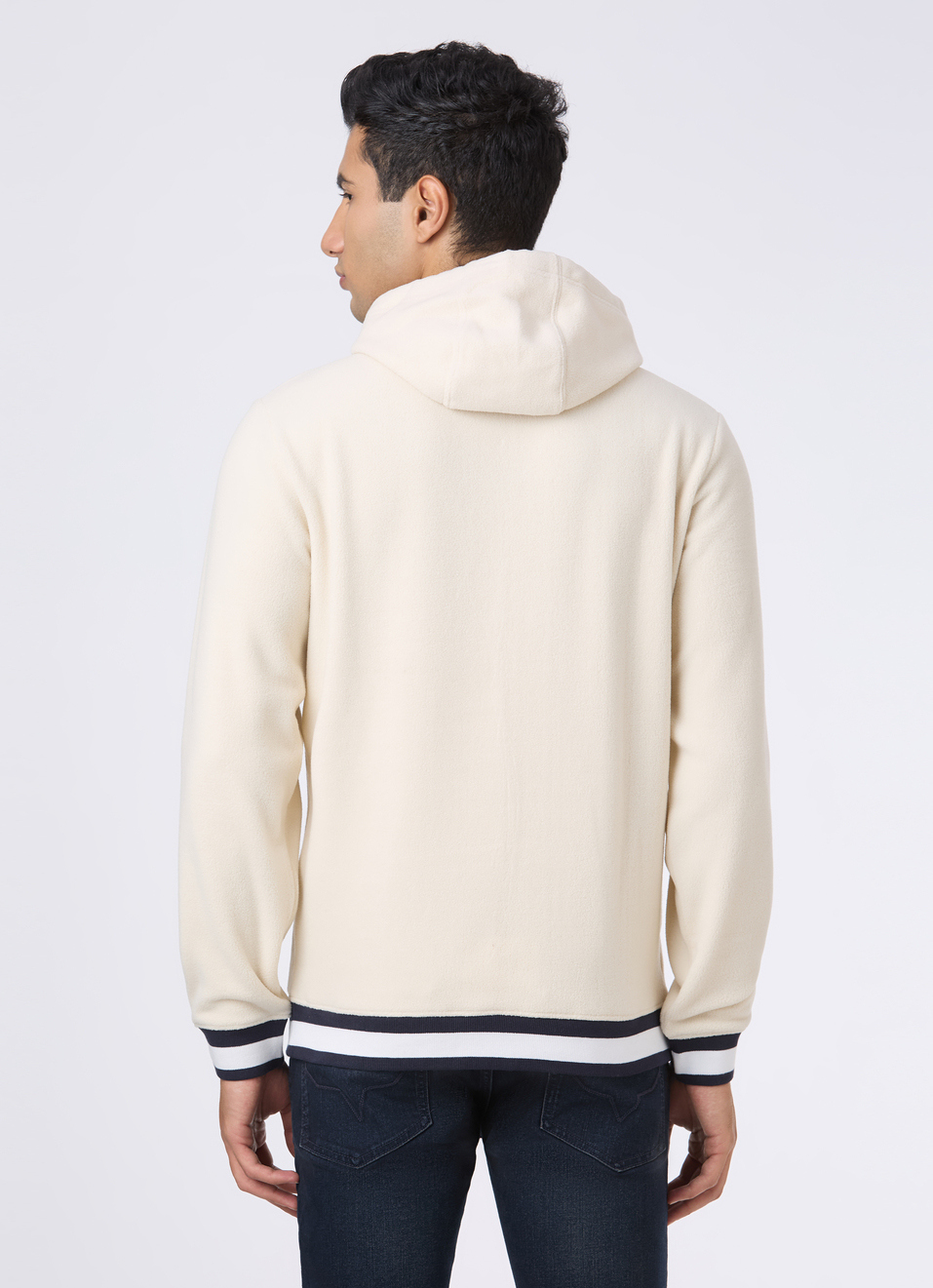 Men White Full Sleeve Hoodie Sweatshirt, , large image number 2