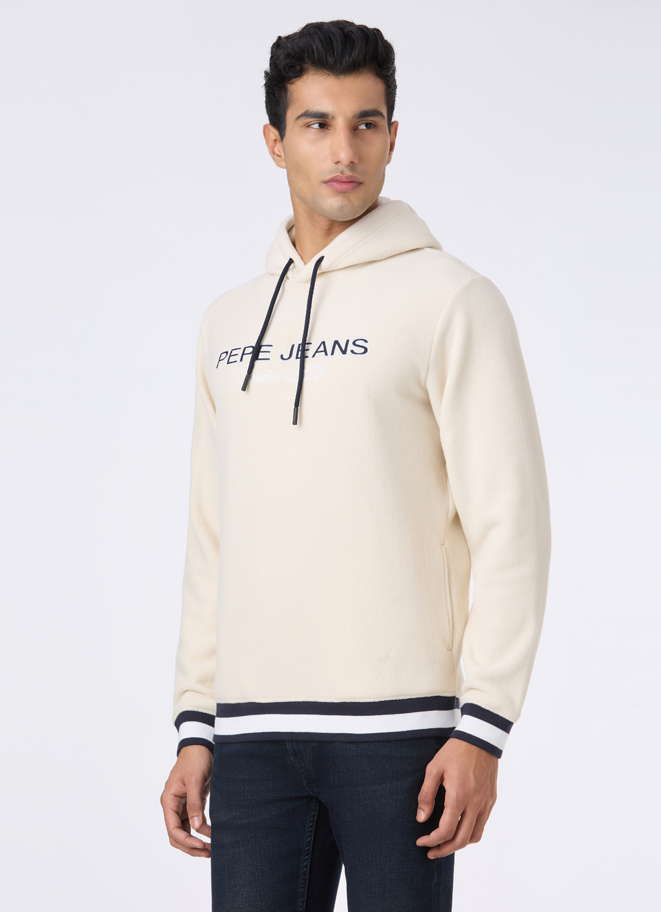 Men White Full Sleeve Hoodie Sweatshirt, , large image number 3