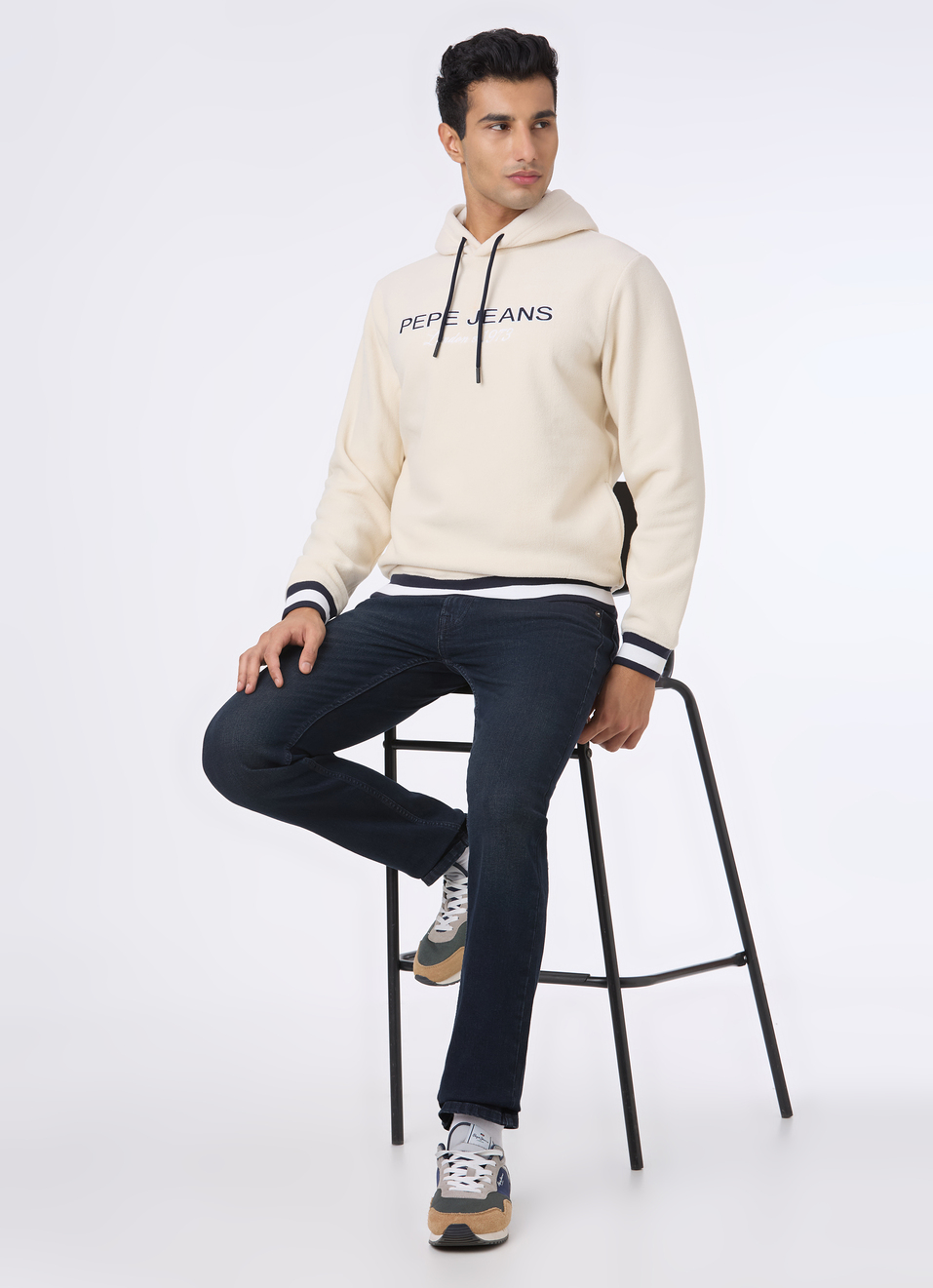 Men White Full Sleeve Hoodie Sweatshirt, , large image number 5