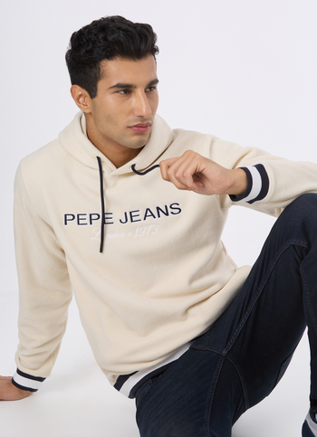 Men White Full Sleeve Hoodie Sweatshirt