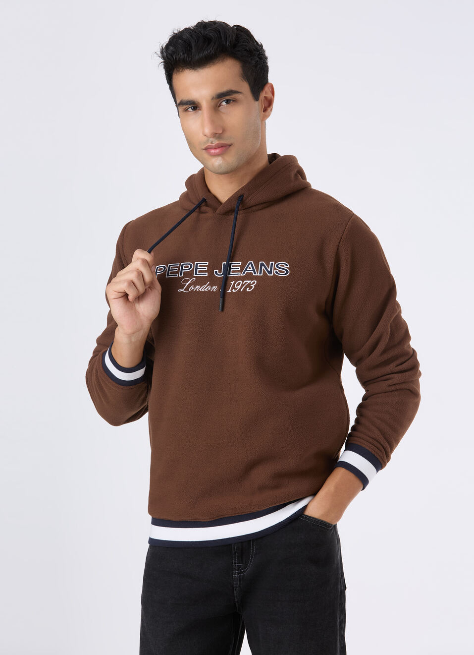 Men Brown Full Sleeve Hoodie Sweatshirt, , large image number 0