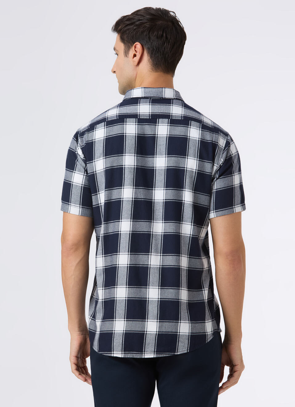 Men Navy Check Short Sleeve Shirt, , large image number 2