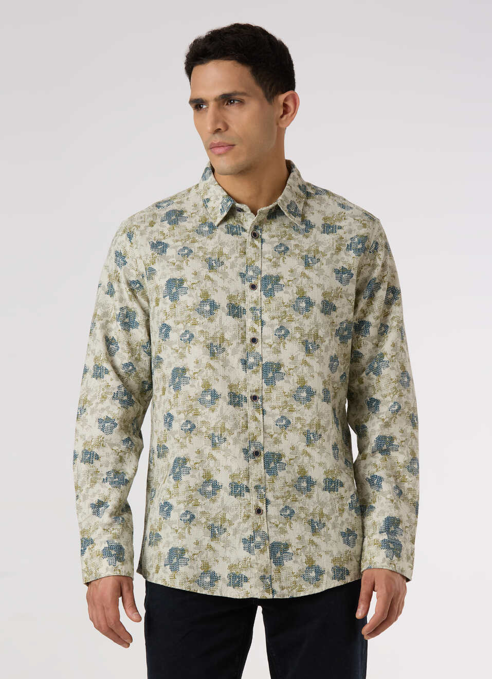 Men Beige Floral Print Casual Shirt, , large image number 1