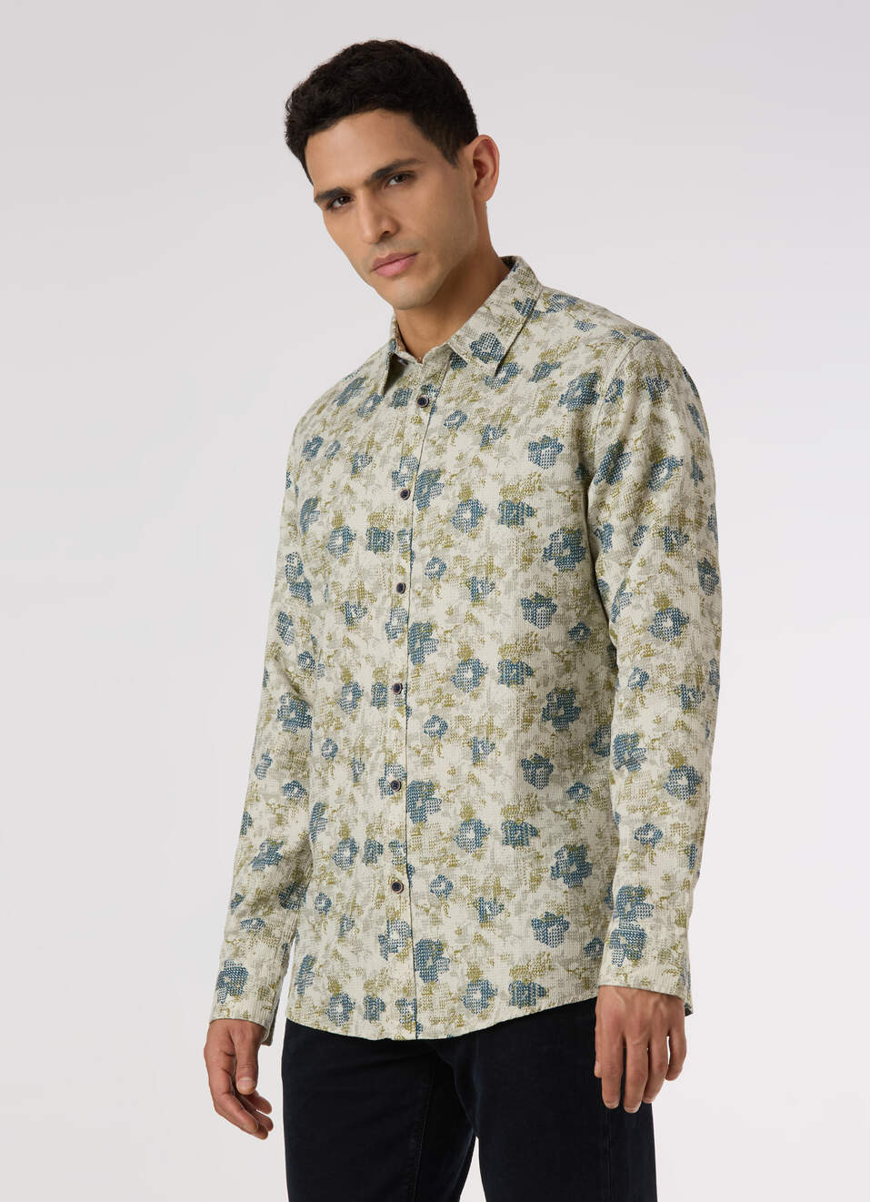 Men Beige Floral Print Casual Shirt, , large image number 3