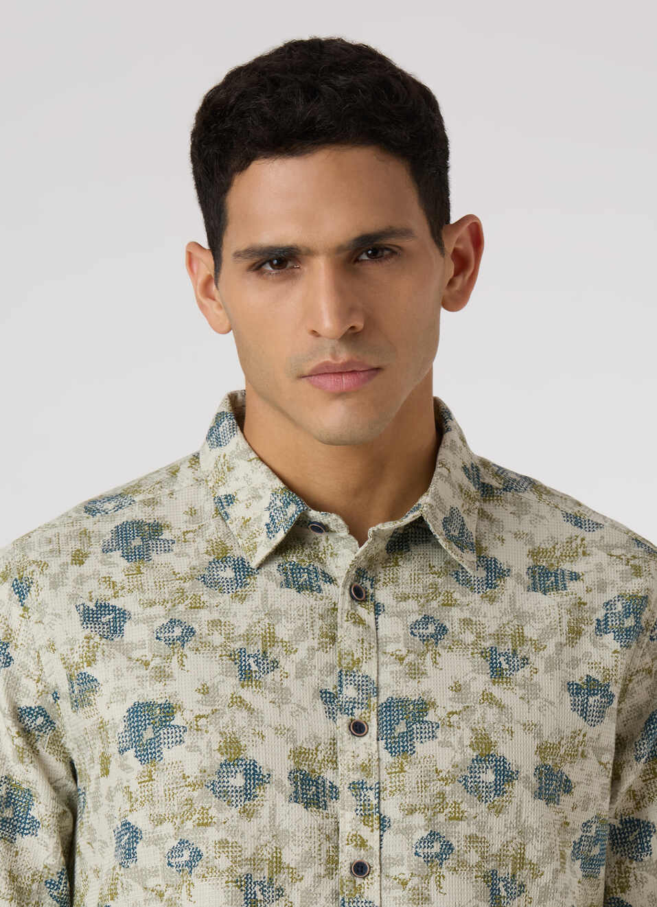 Men Beige Floral Print Casual Shirt, , large image number 4