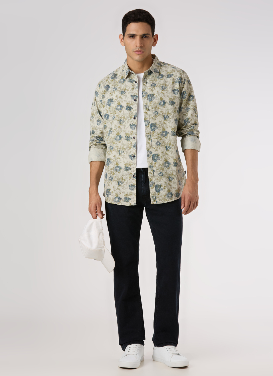 Men Beige Floral Print Casual Shirt, , large image number 5