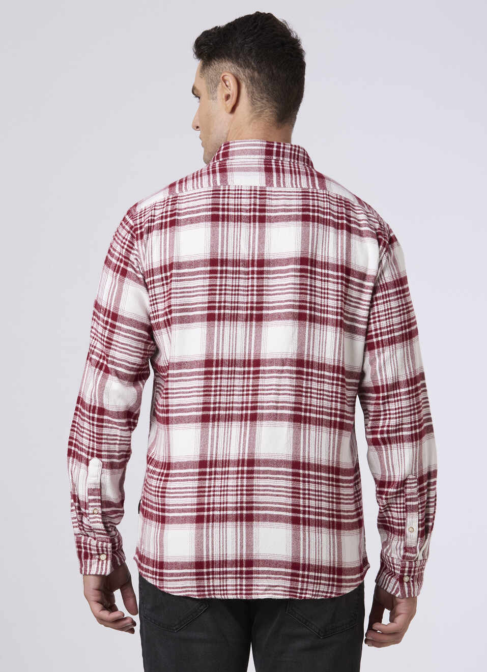 Men Red Checked Flap Pockets Casual Shirt, , large image number 2