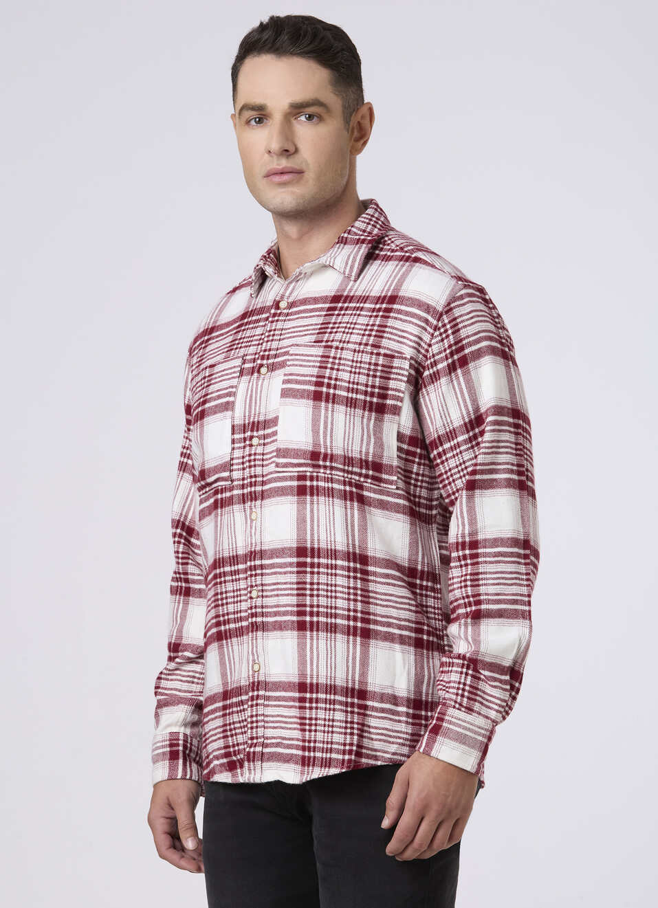 Men Red Checked Flap Pockets Casual Shirt, , large image number 3