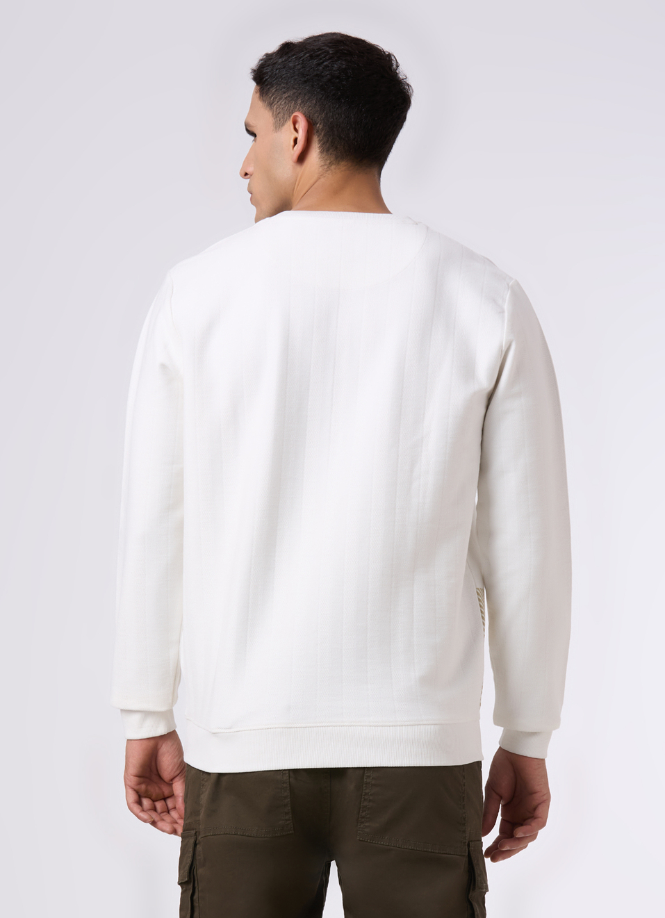 Men White Logo Print Regular Fit Sweatshirt, , large image number 2