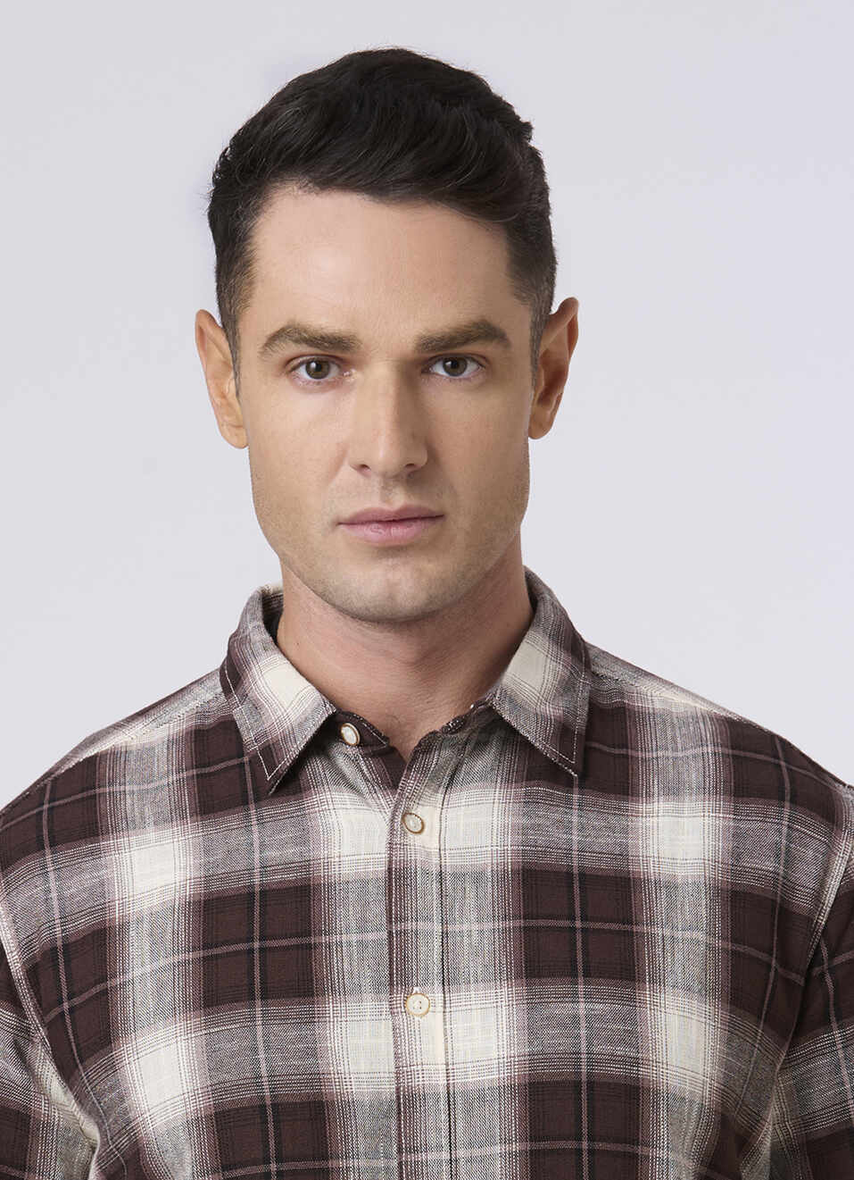 Men Brown Checked Full Sleeve Shirt, , large image number 4