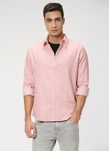 Men Red Checked Full Sleeve Shirt