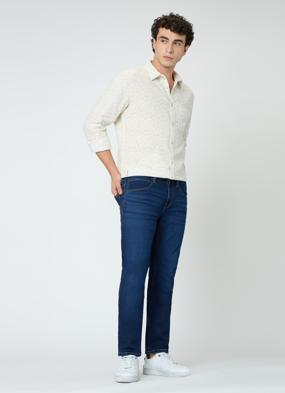 Men White Printed Shirt, , large image number 5