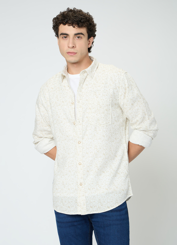 Men White Printed Shirt
