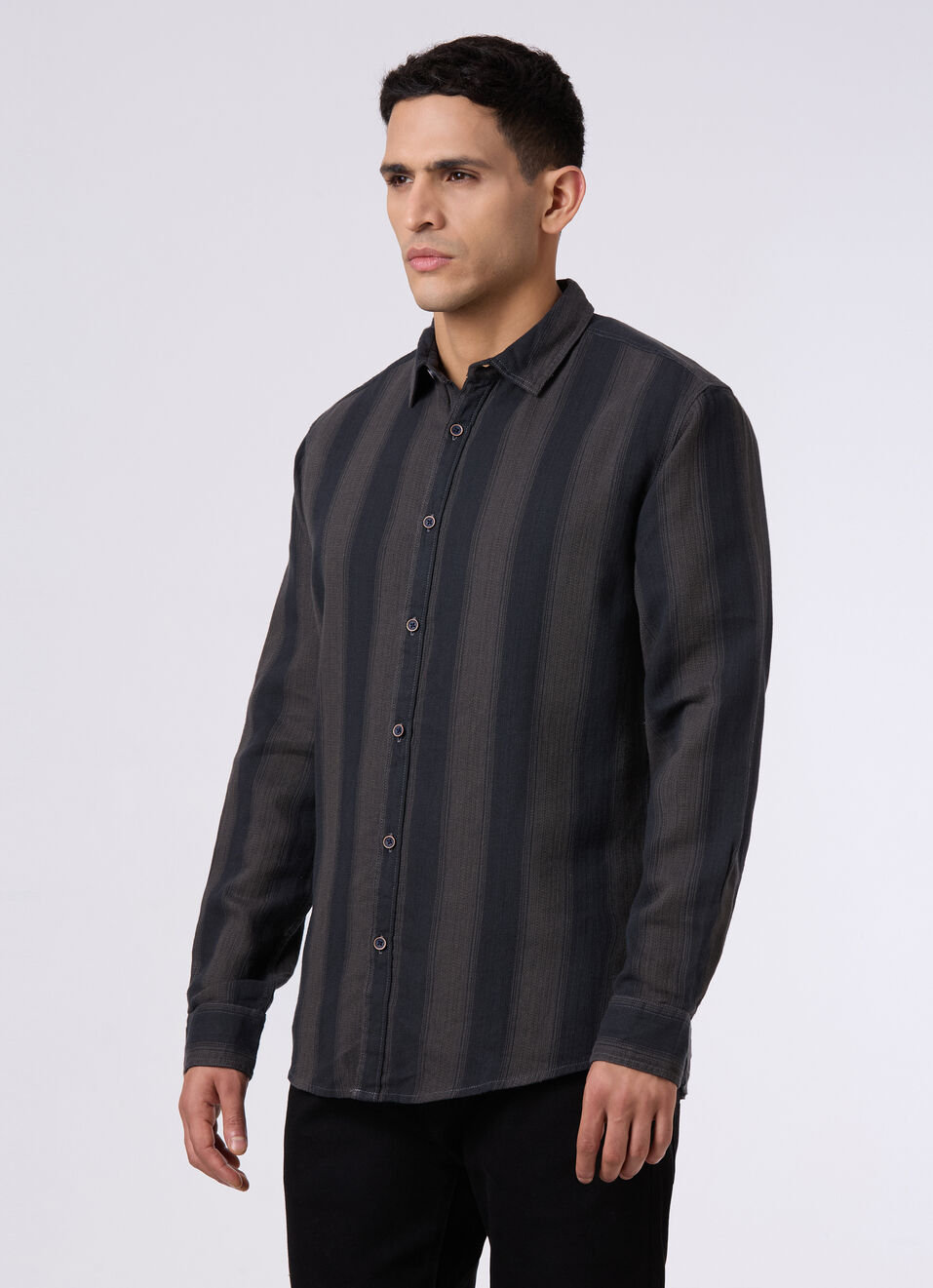 Men Dark Green Striped Regular Fit Shirt, , large image number 3