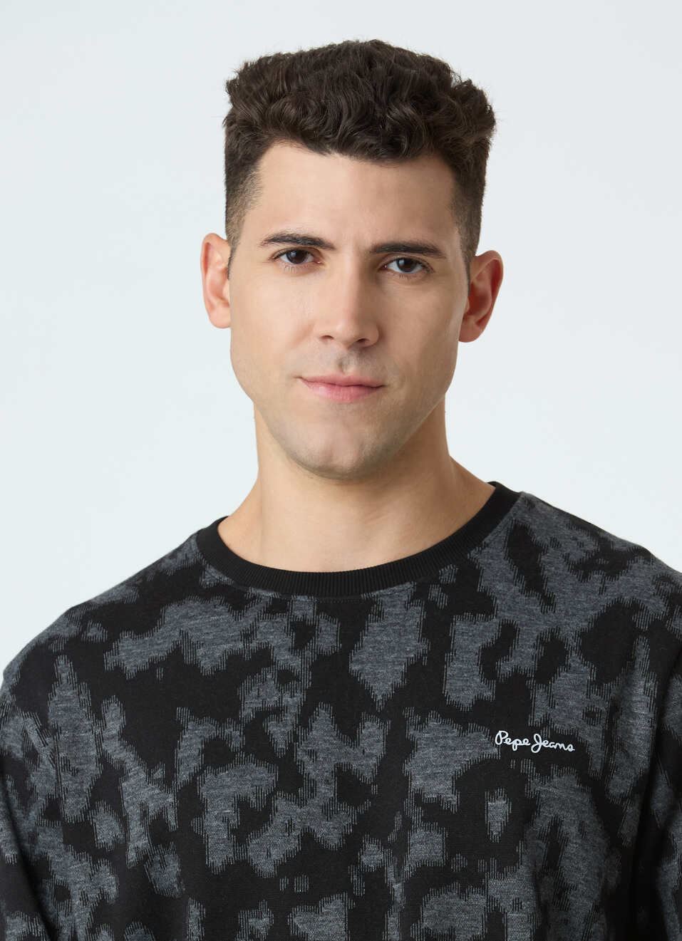 Men Black Abstract Camo Print Sweatshirt, , large image number 4