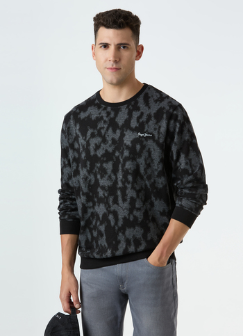 Men Black Abstract Camo Print Sweatshirt