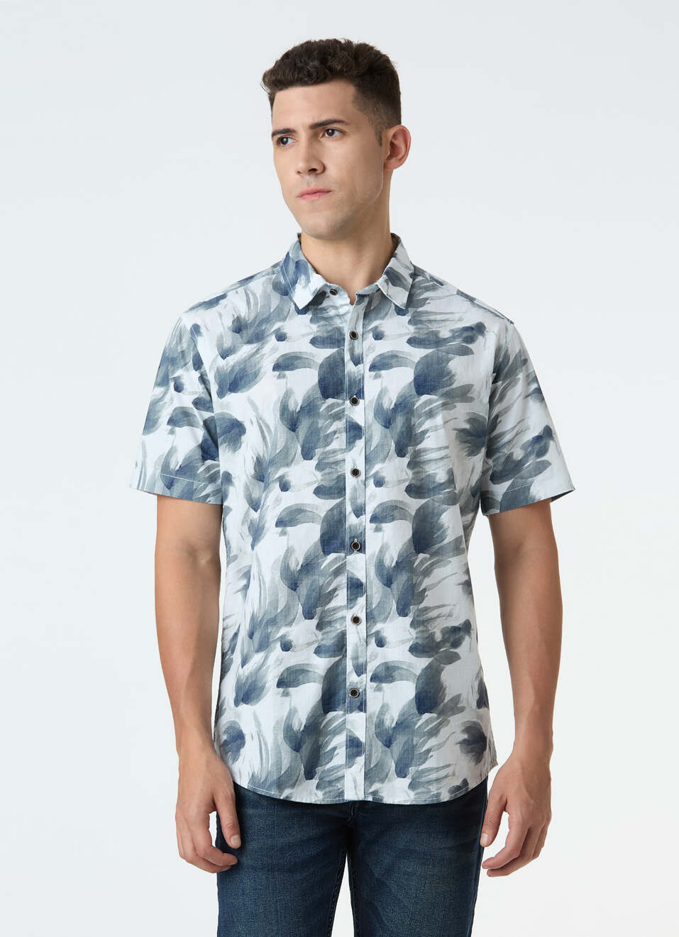 Men Off White Regular Fit Short Sleeve Shirt, , large image number 1