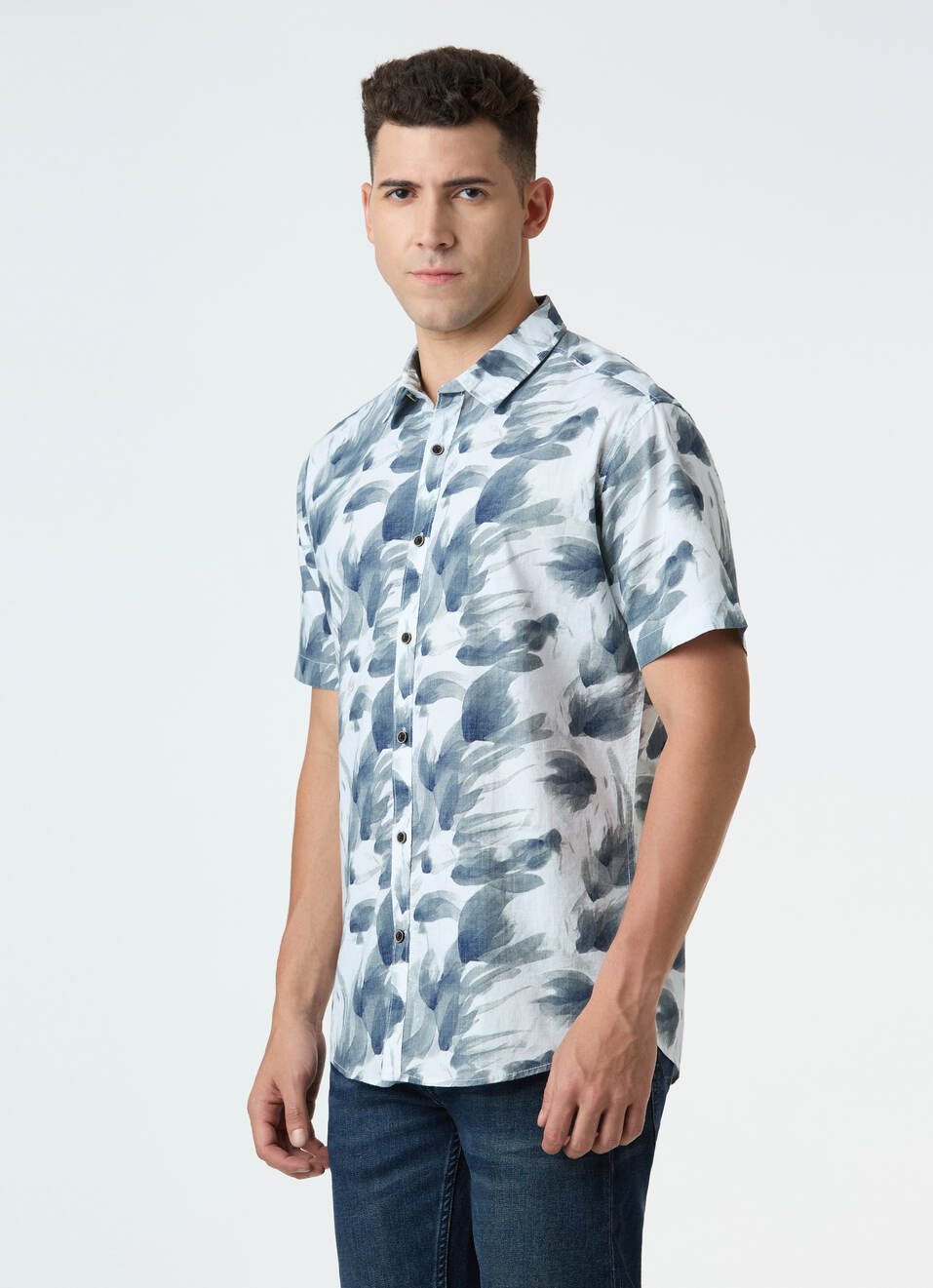 Men Off White Regular Fit Short Sleeve Shirt, , large image number 3