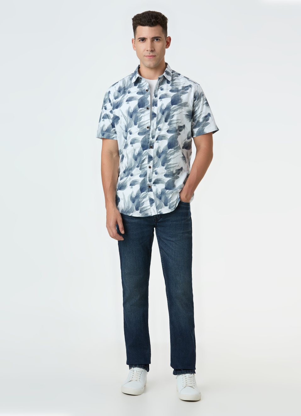 Men Off White Regular Fit Short Sleeve Shirt, , large image number 5