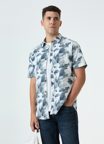 Men Off White Regular Fit Short Sleeve Shirt