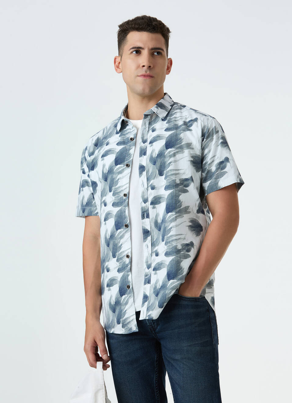 Men Off White Regular Fit Short Sleeve Shirt, , large image number 0