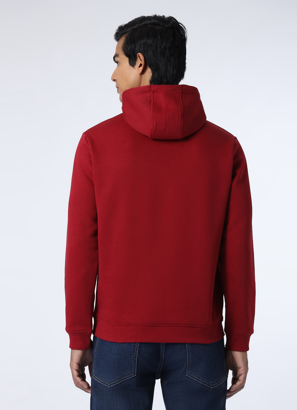 Men Red Regular Fit Solid Hooded Sweatshirt, , large image number 2