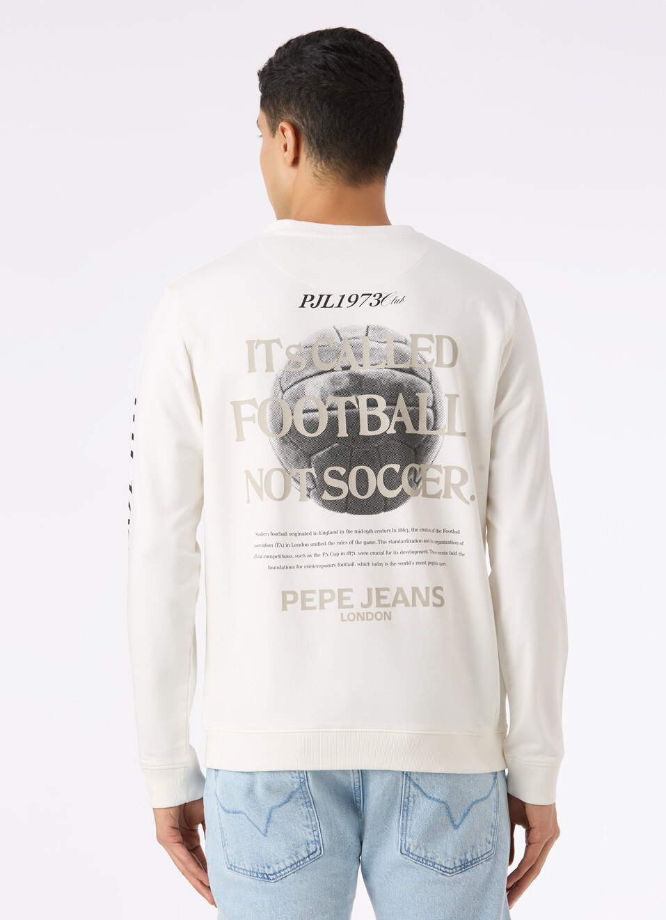 Men Off White Back Football Graphic Print Sweatshirt, , large image number 2