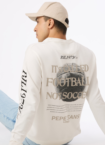Men Off White Back Football Graphic Print Sweatshirt
