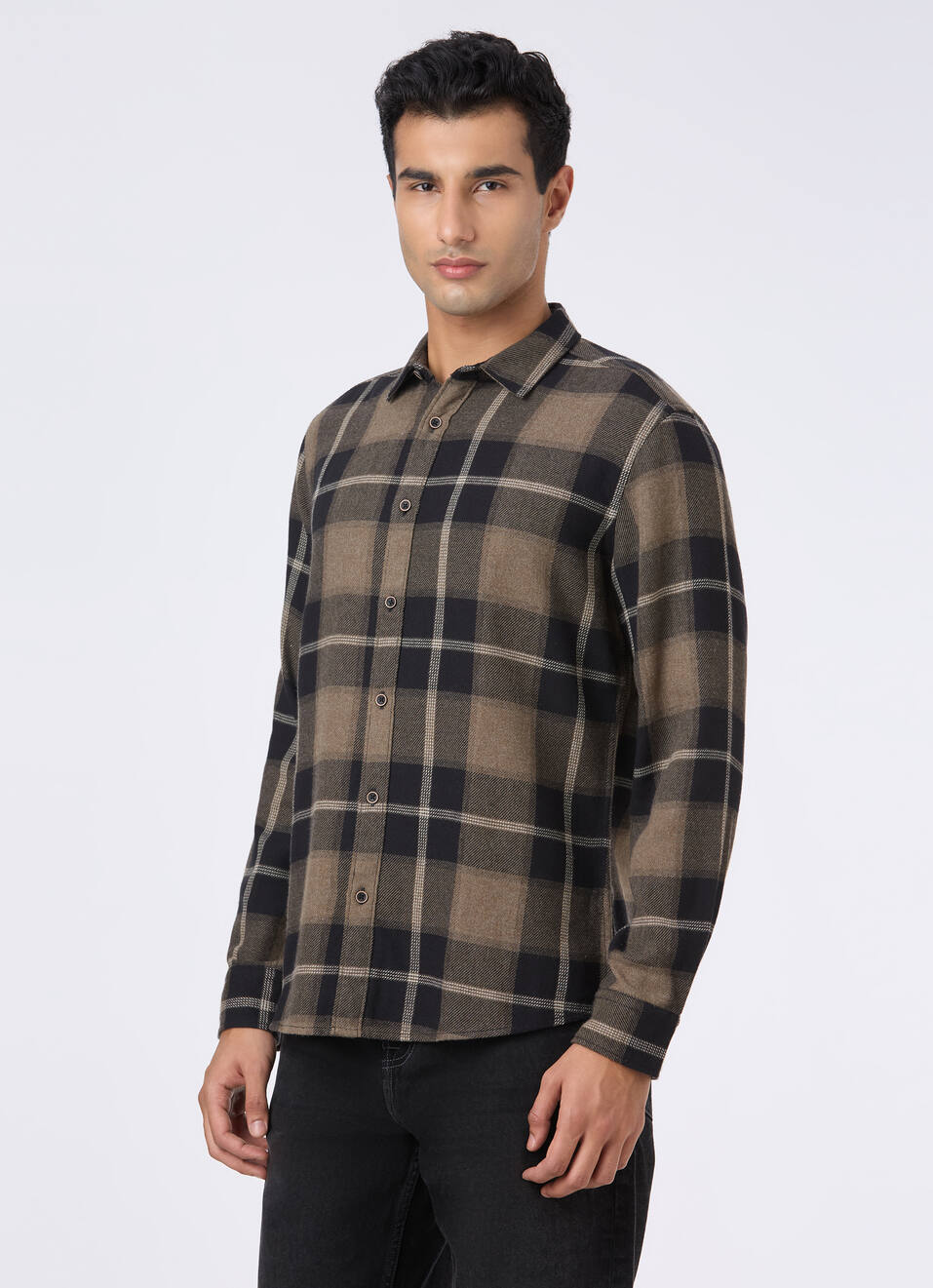 Men Black Check Full Sleeve Shirt, , large image number 3