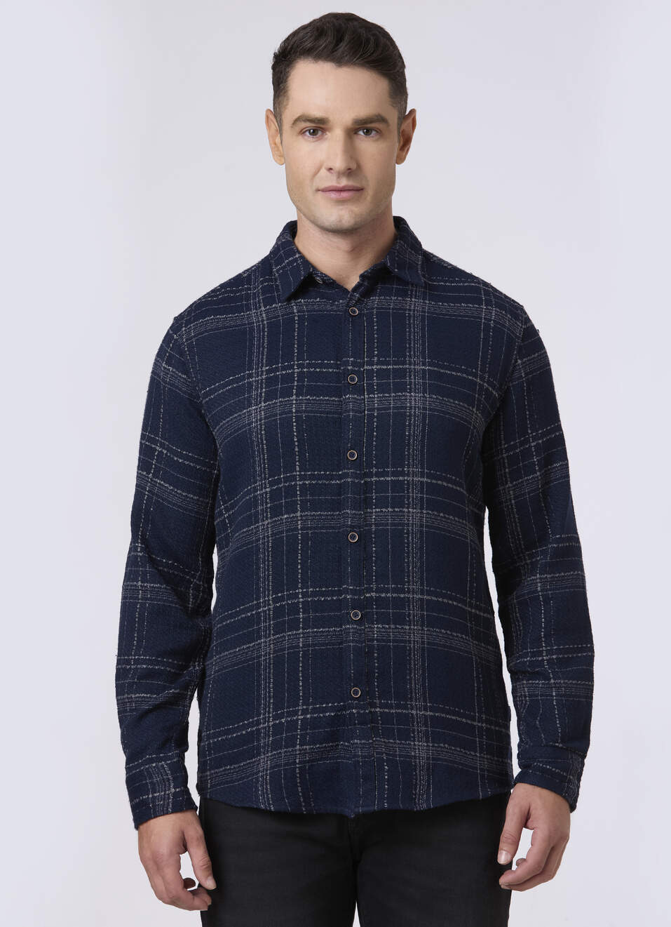 Men Navy Checked Casual Shirt, , large image number 1