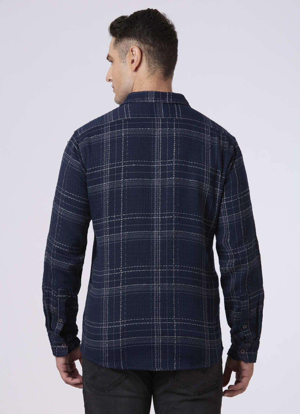 Men Navy Checked Casual Shirt, , large image number 2