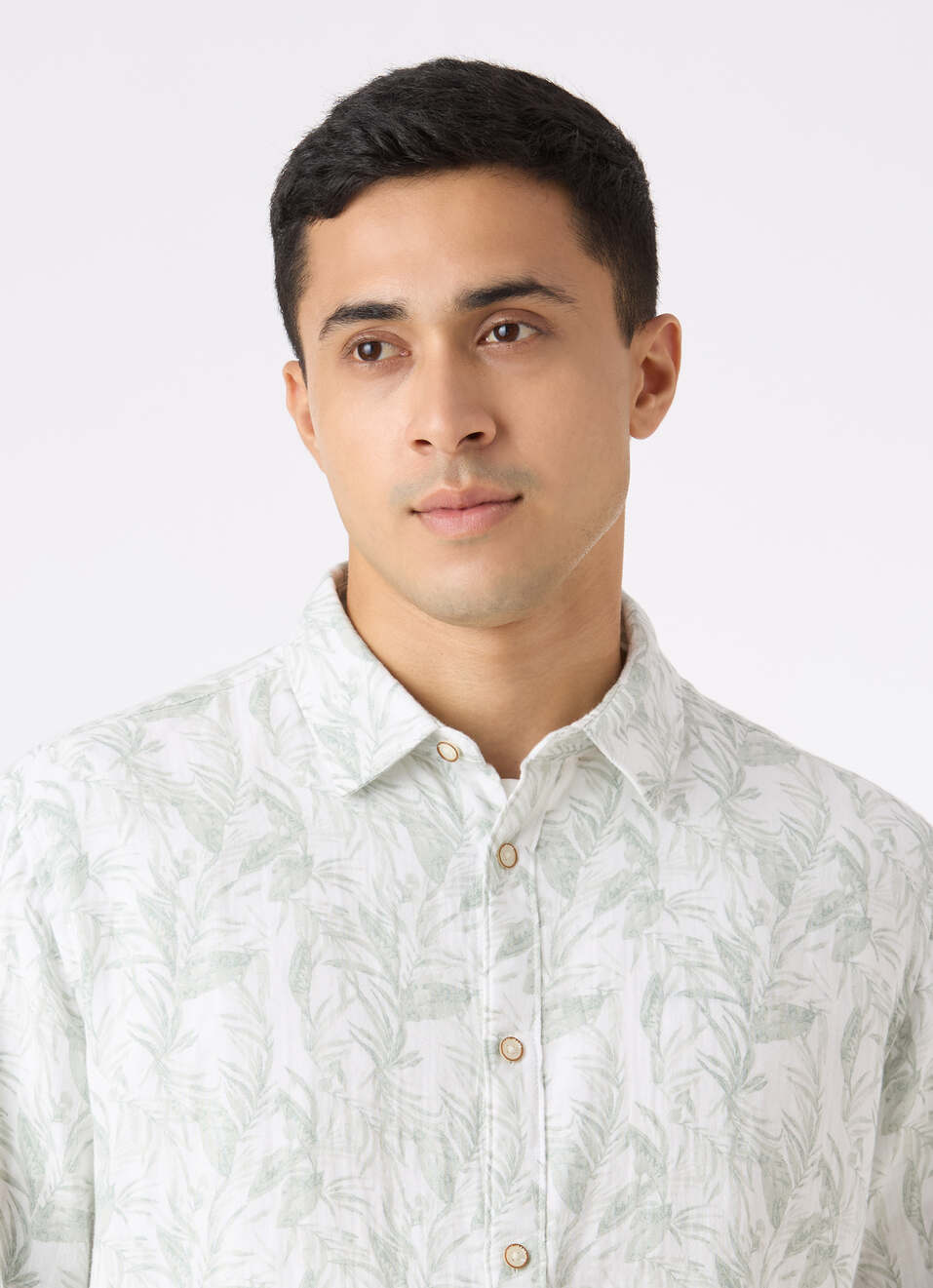 Men Green Botanical Leaf Print Full Sleeve Shirt, , large image number 4