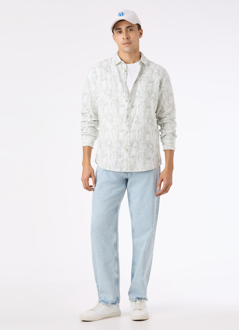 Men Green Botanical Leaf Print Full Sleeve Shirt, , large image number 5