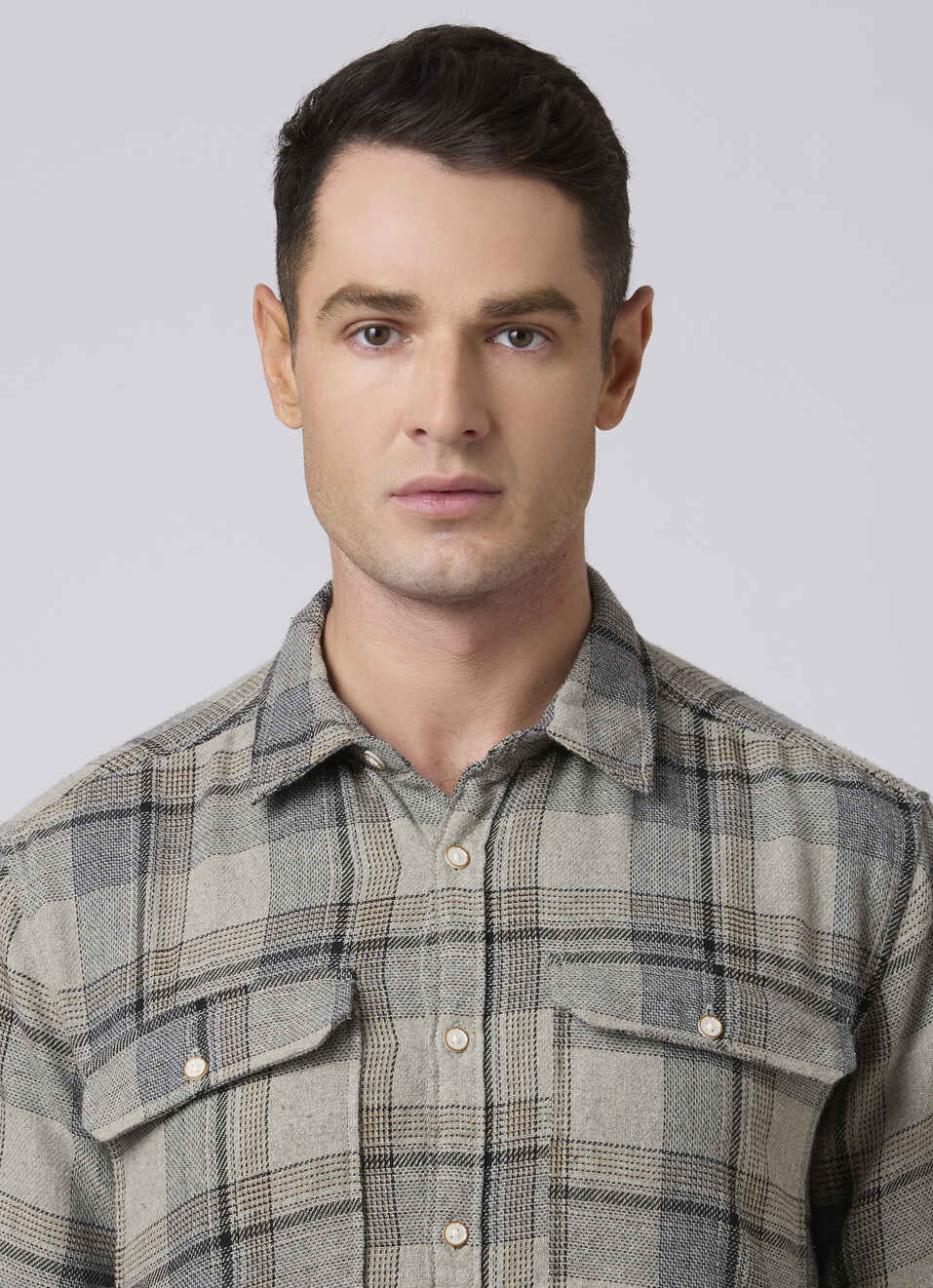 Men Olive Green Checked With Flap Pockets Shirt, , large image number 4