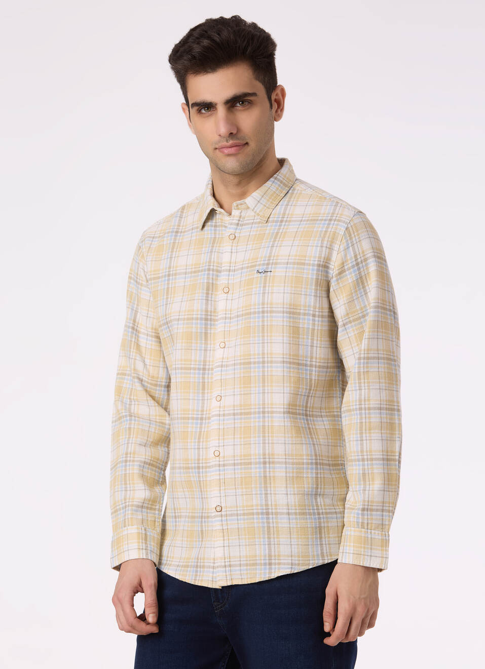 Men Yellow Check Full Sleeve Shirt, , large image number 3