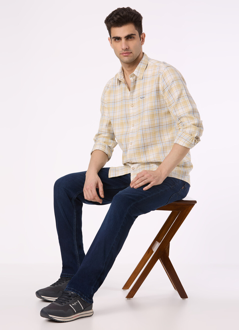 Men Yellow Check Full Sleeve Shirt, , large image number 5