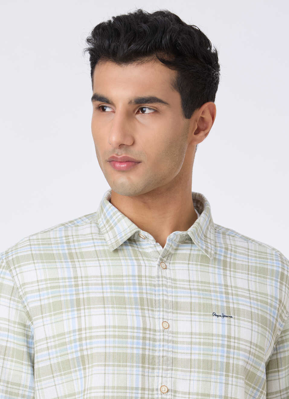 Men Light Green Check Full Sleeve Shirt, , large image number 4