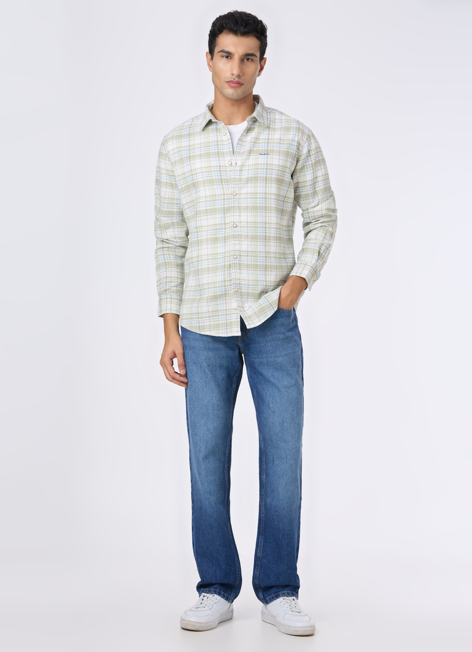 Men Light Green Check Full Sleeve Shirt, , large image number 5